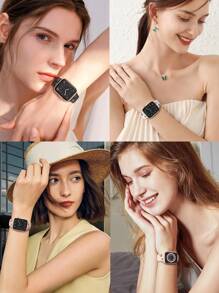 4件組雙色花卉雕刻錶帶，適用於Apple Watch 49mm 46mm 45mm 44mm 42mm 41mm 40mm 38mm，波西米亞風可愛紫色花朵矽膠錶帶，適合 Series Ultra 11 10 9 8 7 6 5 4 3 2 1 SE 男女款 - 彩色 - 查看 8