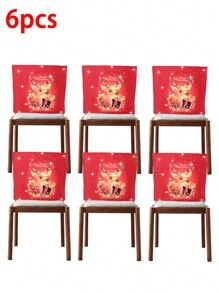 1/2/4/6 件圣诞鹿、圣诞树和雪花椅背套套装、家庭餐桌靠背椅套、客厅装饰 - 彩色 - 查看 11