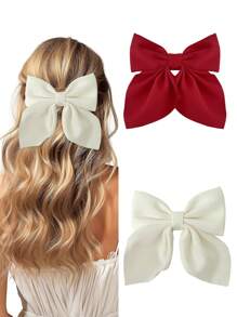 Juego de 2/3/4/5 pinzas para el cabello de colores cortas con lazo para niñas, pasadores de lazo clásicos suaves, diadema de seda vintage con pinza metálica, accesorios elegantes para el cabello, gran regalo para niñas