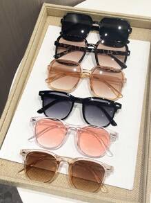 5-6pcs Women Geometric Frame Boho Elegant Modern Simple Style Fashion Glasses Combination For Outdoor Travel Driving Camping Street-Photography Accessories