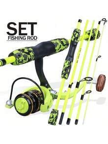 SOUGAYILANG 1 bộ cần câu in hình ngụy trang - Màu vàng - Xem 2