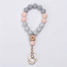 1 件灰色硅胶串珠钥匙扣，男女通用背包挂饰，汽车钥匙扣，节日礼物，派对礼品，生日礼物，乔迁礼物，纪念品，圣诞节，万圣节，感恩节礼品包配件挂绳带身份证夹汽车配件包饰