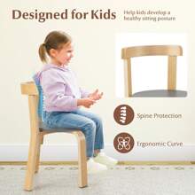 5-Piece Kids Wooden Curved Back Activity Table & Chair Set - Xám - Xem 6