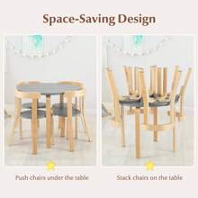 5-Piece Kids Wooden Curved Back Activity Table & Chair Set - Xám - Xem 9