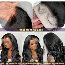 Wet And Wavy 30 Inch 13x4 HD Lace Front Wigs Human Hair Body Wave 180% Density Pre Plucked Lace Front Wigs For Black Women Human Hair Glueless 13x4 Human Hair Wig Body Wave Lace Wig - Natural Black - View 9
