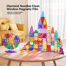 100 件儿童磁性积木玩具、3D 磁性拼图堆叠积木、STEM 益智玩具、圣诞节/生日礼物 - 多色 - 查看 1