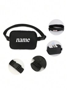 Customized Picture Or Text Personalized Waist Bag, Suitable For Both Men And Women's Velvet Free Mini Zipper Waist Bag, Small Fashionable Crossbody Bag, Waterproof Sling Bag With Adjustable Shoulder Strap, Running And Hiking Exercise Waist Bag, Gifts For Girls And Men