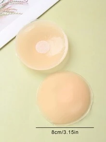 1 对 8 厘米/3.15 英寸可重复使用硅胶乳头贴，自粘式乳贴，隐形乳头贴，用于隐藏乳头，适合低胸婚礼派对礼服，可清洗和重复使用 - 米色 - 查看 3