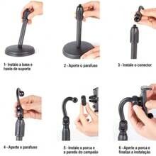 Cell Phone Tripod Stand Smartphone Portable Table Selfie 360º - 黑色 - 查看 7