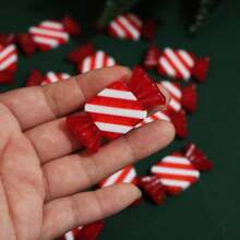 1 set (20 pièces) - Ornement de bonbon carré bicolore simulé, assemblage créatif de bonbons fait maison, décoration de scène de Noël, accessoires pour prendre des photos