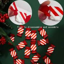 1 set (20 pièces) - Ornement de bonbon carré bicolore simulé, assemblage créatif de bonbons fait maison, décoration de scène de Noël, accessoires pour prendre des photos