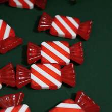 1 set (20 pièces) - Ornement de bonbon carré bicolore simulé, assemblage créatif de bonbons fait maison, décoration de scène de Noël, accessoires pour prendre des photos
