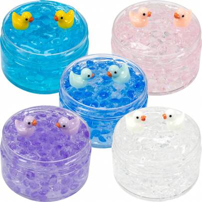 Bộ đồ chơi Slime hạt trong suốt 120ml có móc vịt - Slime pha lê co giãn chống căng thẳng hoàn hảo, không dính làm quà tặng cho trẻ em, thanh thiếu niên, lý tưởng làm quà tặng Giáng sinh, tiệc tùng