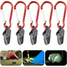 5Pcs/10Pcs Tarp Clip Windproof Clamp With Carabiner, Awning Clamp Set For Awnings Outdoor Camping Caravan Canopies Tent Strengthen The Firmness Of The Tent Canopy Outdoors To Prevent Strong Winds. High Strength Material, Sturdy And Durable