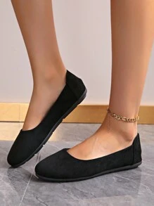 Classic Round Toe Flat Women Shoes, Plus Size 36-43, Thickened Forefoot For Foot Care, Optimized Heel Design To Prevent Slipping, Soft Fabric Upper And Cushioned Insole For Comfort