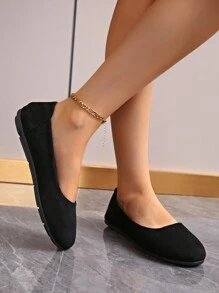 Classic Round Toe Flat Women Shoes, Plus Size 36-43, Thickened Forefoot For Foot Care, Optimized Heel Design To Prevent Slipping, Soft Fabric Upper And Cushioned Insole For Comfort
