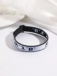 2pcs Wwjd Letter Jacquard Knit Wristband Bracelet & Cross Decor Braided Hand Rope Bracelet Unisex Sports Wristband - Multicolor - View 9