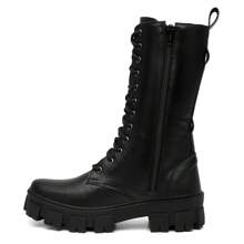 High-Top Long Boot With Removable Bag Tractor Sole Blogger Style - màu đen - Xem 2
