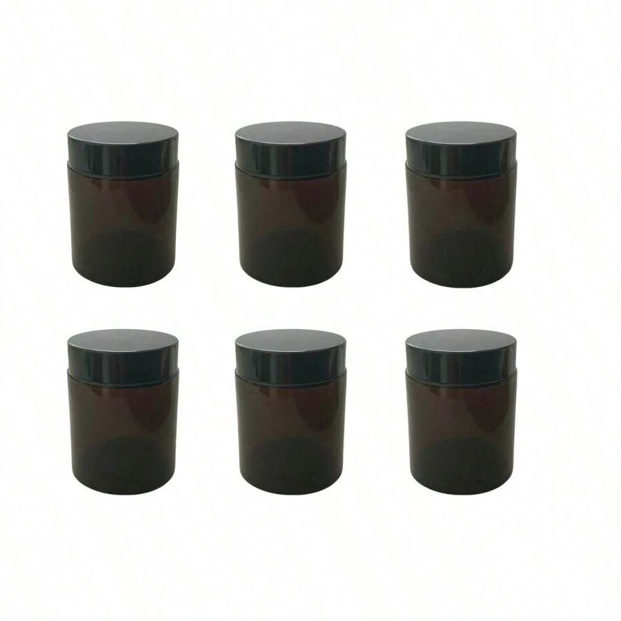 6 Stück 100g große wiederverwendbare Weithalsbehälter mit schwarzen Deckeln und weißen Staubabdeckungen, 100ml Fassungsvermögen, geeignet für Cremes, Lotionen, Salben, Kosmetika, Badesalze und Body Butter, auslaufsichere Make-up Aufbewahrungsdosen, Zuhause Organisation und Aufbewahrung, Badezimmer Accessoires