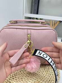 Women's Crossbody Shoulder Bag, Detachable And Adjustable Straps. With 2 Keychains - 淺粉色 - 查看 4