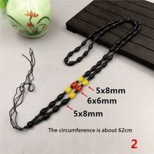 1Pc Natural Crystal Obsidian Sweater Chain Rope, Men's And Women's Fashion Beaded Necklace Sling, All Hand-Woven, Black Transfer Beads Fashion Beaded Rope,DIY Pendant Accessories, Family Gifts, Christmas And Various Holiday Party Gifts, Crystal Gifts - Black - View 3