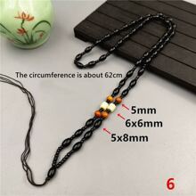 1Pc Natural Crystal Obsidian Sweater Chain Rope, Men's And Women's Fashion Beaded Necklace Sling, All Hand-Woven, Black Transfer Beads Fashion Beaded Rope,DIY Pendant Accessories, Family Gifts, Christmas And Various Holiday Party Gifts, Crystal Gifts - Black - View 7