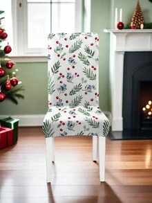 1pc 160gsm Christmas Chair Cover, Elastic Dining Chair Slipcover, Washable Spandex Kitchen Removable Seat Protector, Suitable For Home Or Party - Multicolor - View 6
