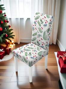 1pc 160gsm Christmas Chair Cover, Elastic Dining Chair Slipcover, Washable Spandex Kitchen Removable Seat Protector, Suitable For Home Or Party - Multicolor - View 5
