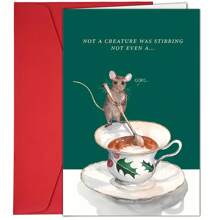 1 tấm thiệp Giáng sinh kèm phong bì - Họa tiết chú chuột đang khuấy cà phê, thích hợp tặng gia đình và bạn bè, quà tặng lý tưởng cho ngày lễ - Nhiều màu - Xem 1