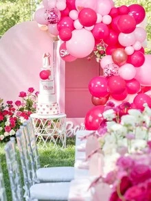 115 件/套粉色和洋红色气球花环装饰套件，生日派对用品套装，带红唇和口红铝箔气球，适用于婚礼、周年纪念、单身派对背景装饰 - 彩色 - 查看 4