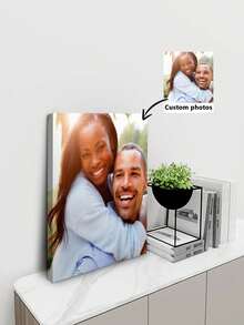 1pc Customized Wedding Marriage Photo Frame Canvas Painting - Personalize Your Photos, Upload Your Image/Photo, Couple, Family, Pet, Friend, Wedding, Anniversary Personalized Canvas Art, Wall Art For Bedroom, Living Room, Hallway, Ideal Gift For Wall Decor, Modern Style, Portrait Orientation, Rectangular Shape Gifts Birthday Graduation