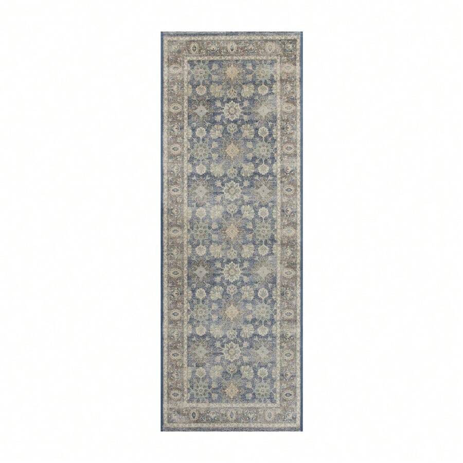 Blue Floral Indoor 2.5' X 7' Runner Rug Skid Resistant Backing Machine Washable - 預設 - 查看 1