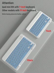 Apple Keyboard Case Compatible With IPad Protective Cover, Supports Automatic Sleep/Wake Lid Writing Tablet Case Detachable Wireless Bluetooth Keyboard Battery 150 MAh, Slim Lightweight Stand Cover With Pencil Holder - Baby Blue