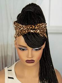 Tóc giả tết hộp cho phụ nữ Tóc giả tết tóc dài kiểu Cornrow Tóc giả buộc đầu màu nâu Ombre Tóc giả tết tổng hợp có băng đô gắn tóc giả khăn quàng cổ tết tóc móc - màu đen - Xem 4