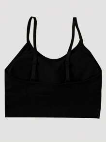 3pcs Teen Girl Solid Color Elastic Sports Bra Camisole, Breathable Quick Dry Fabric, Longer Length Underwear - Multicolor - View 3