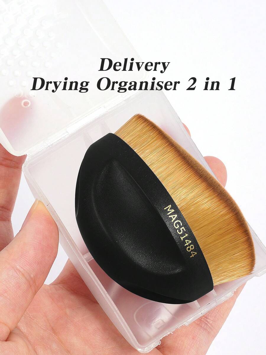 MAANGE 1pc Cọ nền đầu góc chuyên nghiệp có hộp, mềm mại, mịn màng và thân thiện với da, Cọ trang điểm dễ dàng mang theo khi đi du lịch và đi học, Quà tặng cho phụ nữ và trẻ em gái - màu đen - Xem 1