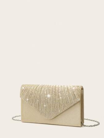 4 件装女士水钻晚装手拿包水钻耳夹新娘婚礼颈链手链吊饰闪亮钱包手拿包信封晚装包女士舞会闪亮手提包带可拆卸链条适合婚礼和派对女士单肩包