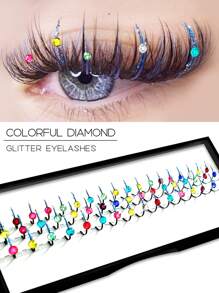 60 Pcs D Bright Diamond Lashes Multicolor Diamond Glitter Fairy Lashes Wedding Lashes Party Lashes DIY Festive Eye Tail Beauty Makeup 10-15mm