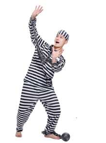 1 Set Halloween Cosplay Anime Prisoner Uniform, Classic Striped Convict Stage Performance Outfit, Men