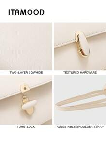 ITAMOOD Luxury Designer Brand Lightweight Business Casual Elegant Creative Hardware Closure Decor Square Bag With & Small Handbag, Chic Microfiber Leather Gray Purse & Tote Bag , Minimalist Vintage Solid Color Flap Shoulder Bag & Underarm Bag, Portable Adjustable Strap Crossbody Bag & Satchel Bag & Messenger Bag For Teen Girls,Women,College Students,Rookies & White-Collar Workers Perfect For Office,College,Work,Business,Commute,Outdoors,Travel,Outings,Vacations,Parties And As Gifts For Festivals And Birthdays For Best Friends, Girlfriends,Lovers,Fashionable Party, Best Valentine's Day Gifts - 白色 - 查看 8