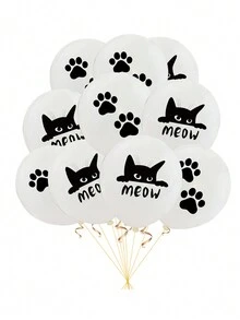10/16/24 件宠物主题派对装饰喵喵猫脚印乳胶气球宠物生日气球套装 - 彩色 - 查看 7