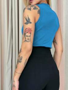 Women's Basic Ribbed Tank Top Ribana - السماء الزرقاء - مشاهدة 2