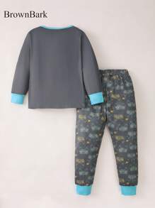 BrownBark 6pcs/Set Young Boy Casual Outfit, Printed Long Sleeve Sweatshirt + Leisure Pants, Comfortable Casual Childrenswear - Multicolor - View 4