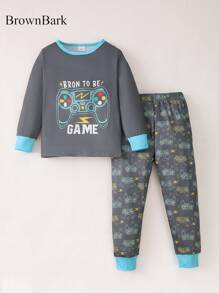 BrownBark 6pcs/Set Young Boy Casual Outfit, Printed Long Sleeve Sweatshirt + Leisure Pants, Comfortable Casual Childrenswear - Multicolor - View 3