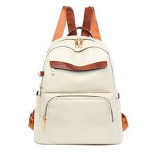 Women's Casual Stone Pattern Backpack, Soft Leather Large Capacity Travel Rucksack - Multicolor - View 14