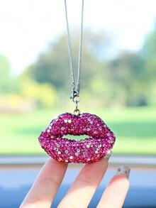 1 chiếc mặt dây chuyền trang trí xe hơi hình đôi môi đính đá Rhinestone - Một cỡ - Xem 6