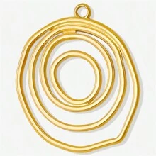 5pcs High-End Fashionable Multipattern Stainless Steel Gold And Silver Sunburst Geometric Pendant Ring Charms, Suitable For DIY Jewelry Making Necklace Bracelet Earrings