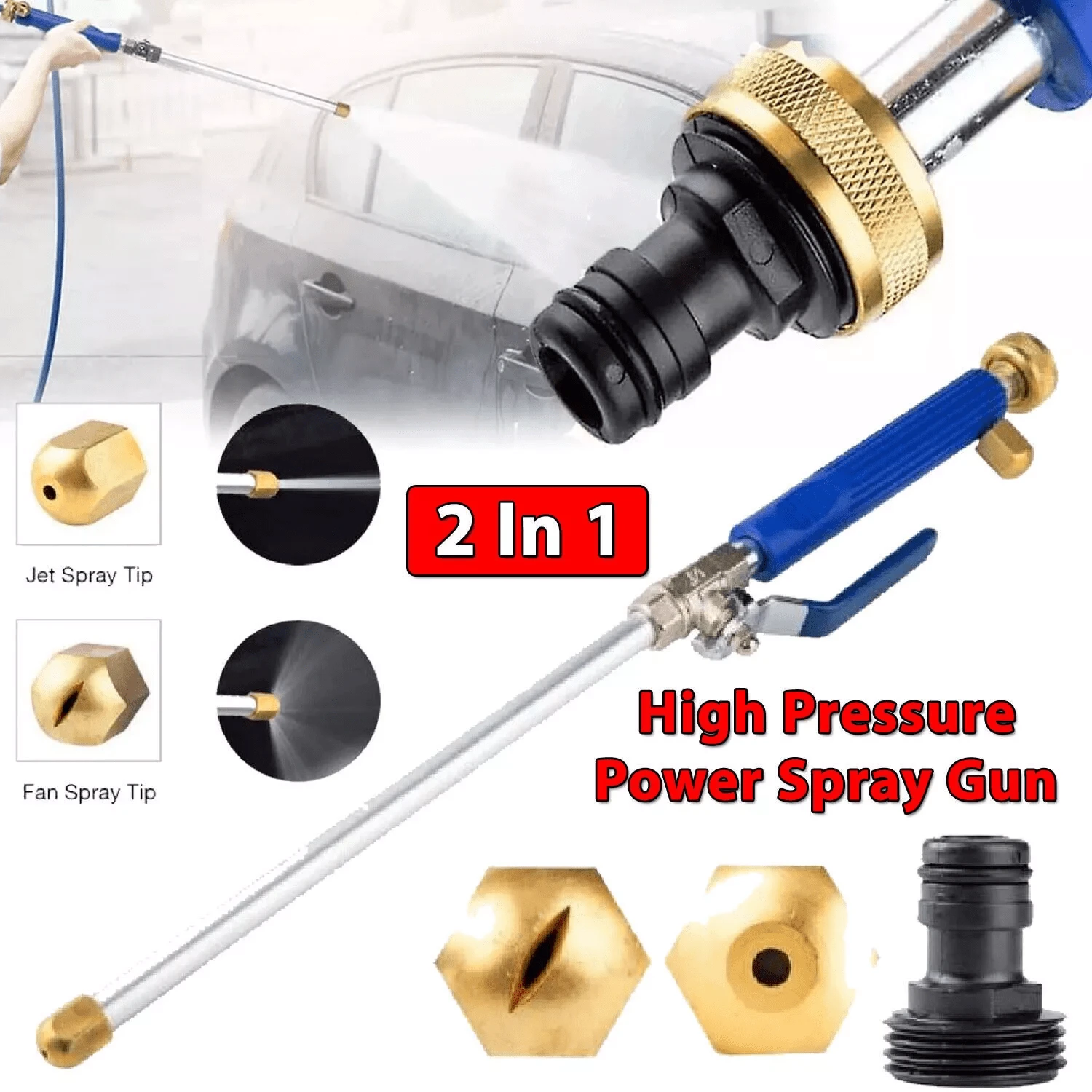 Hydro Jet High Pressure Power Washer Water Spray Gun Nozzle Wand For Car Garden - Blue - View 1