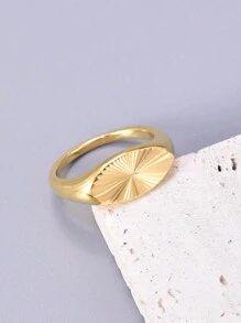 1 pieza Anillo de banda única vintage de acero inoxidable chapado en oro, joya de alta calidad elegante y encantadora como regalo para mujeres, adecuado para uso diario y de fiesta