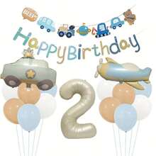 Vintage Car & Airplane Theme Party Decor Set, Numbers 1-9, Suitable For Birthday Party, Celebration And Photo Backdrop - Multicolor - View 16